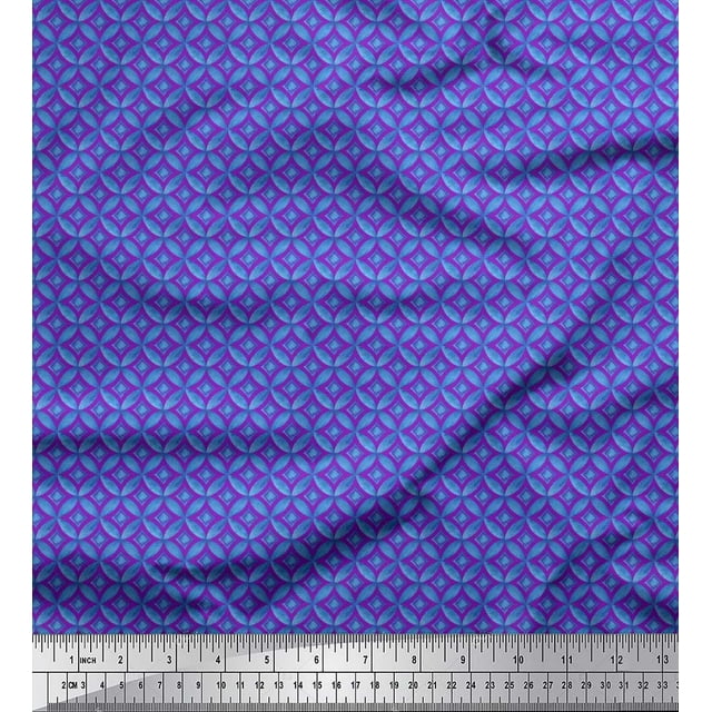 Soimoi Cotton Poplin Fabric Circle & Curve Diamond Geometric Print Fabric by the Yard 42 Inch Wide
