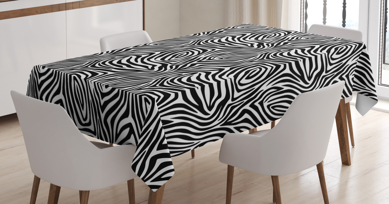 Stripes Tablecloth, African Zebra Skin Pattern with Abstract Lines