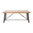 thumbnail image 2 of Outdoor Teak-Finished Hardwood Dining Table with Rust-Resistant Metal Base, All-Weather Durable Design for Patio Garden Backyard, 2 of 9