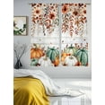 thumbnail image 3 of Fall Pumpkin Sheer Curtains 72 inches Long, Brown Sunflower Leaf Wood Grain Thanksgiving Light Filtering Sheer Window Curtains Rod Pocket Voile Drapes for Bedroom Living Room, 2 Panels 52"W x 72"L, 3 of 7