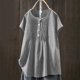 thumbnail image 2 of Camisas de Cuello de la Tripulación de Manga Corta para las Mujeres Top Botón de Color Sólido, Camisas de Manga Corta de Verano para las Mujeres Casual Spring Transpirable, 2 of 7