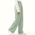 thumbnail image 5 of Sunnin Womens Waffle Knit Lounge Pants Drawstring Elastic Waist Slant Pockets Relaxed Straight Leg Trousers, 5 of 9