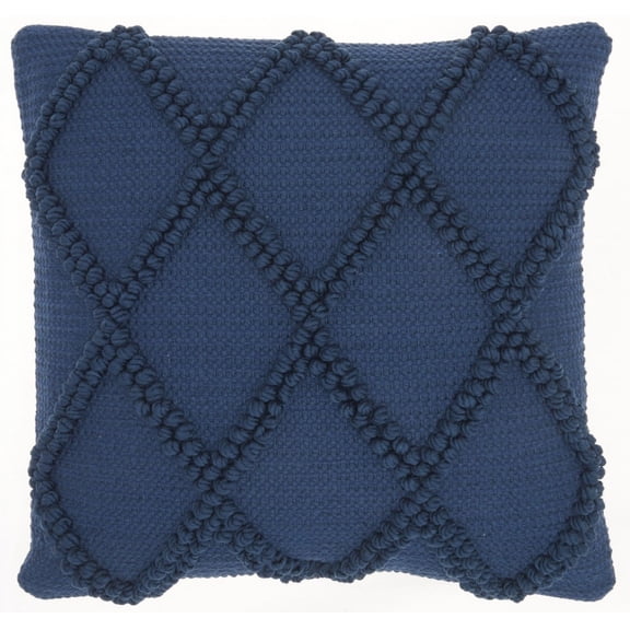 Navy Blue Textured Lattice Throw Pillow