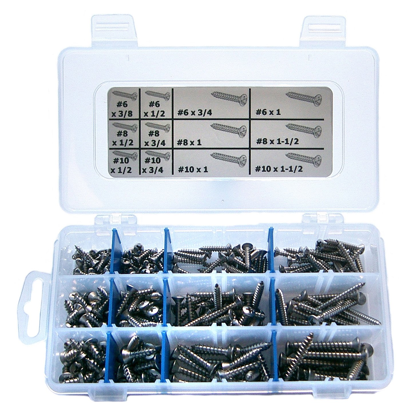 Stainless Steel Phillips Oval Sheet Metal Screw Assortment Kit by Stainlesstown
