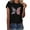 #1-Black, variant on Patlollav Womens Casual Tops Sparkling Crystal Print Round Neck Short Sleeve Shirts