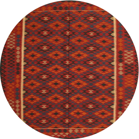 Ahgly Company Machine Washable Indoor Round Contemporary Dark Sienna Brown Area Rugs, 8' Round