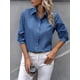 thumbnail image 4 of Camisas con Botones para Mujer, Blusas de Larga, Blusas Casuales Lisas para Oficina y Trabajo Azul Vaquero M, 4 of 7
