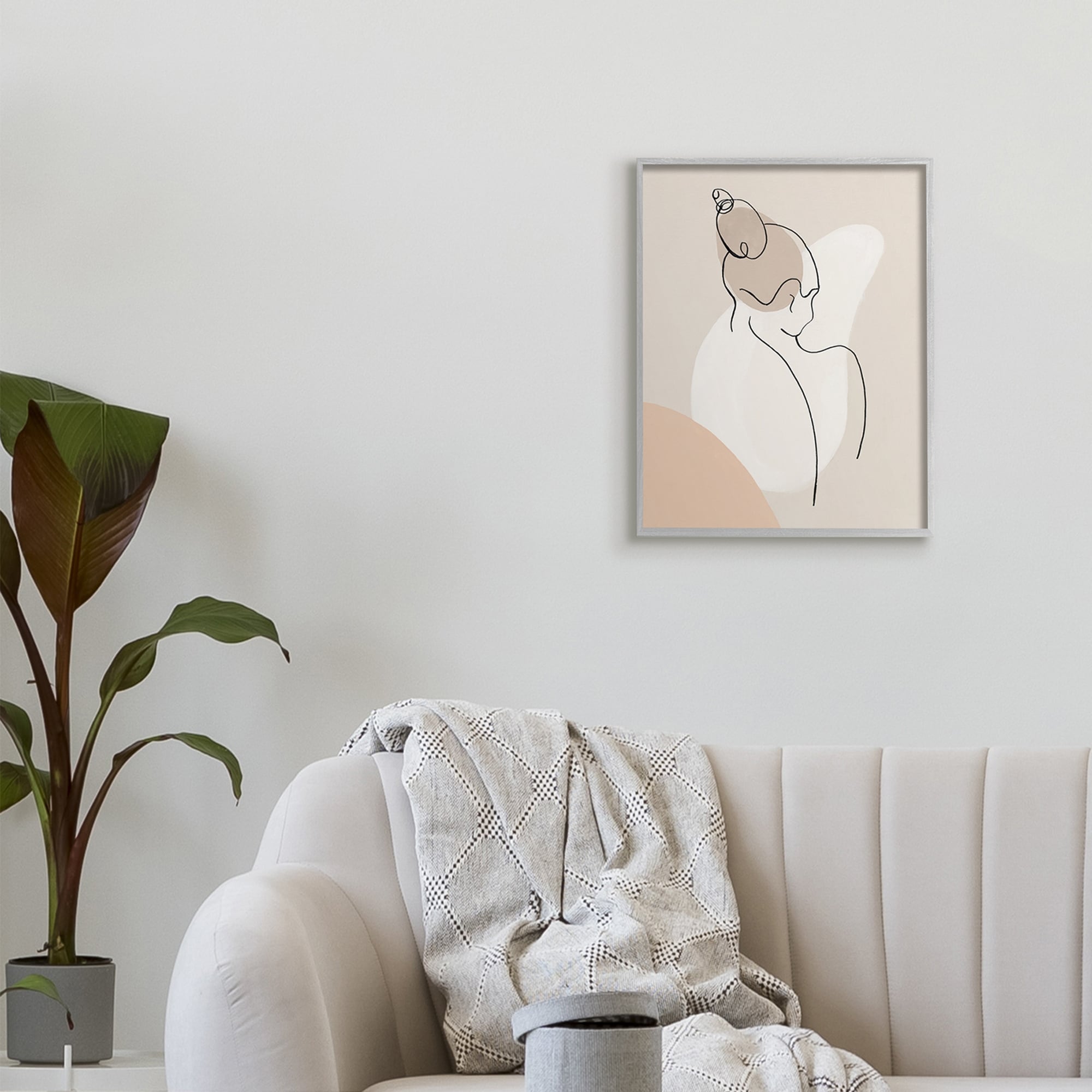 Stupell Industries Abstract Female Line Drawing over Abstract Shapes,16 x 20,Designed by Patricia Pinto