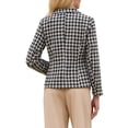 thumbnail image 3 of Blazers de tweed a cuadros para mujer INSPIRE CHIC con solapa de muesca, chaquetas de oficina de manga larga de moda 2025 en negro, 3 of 5