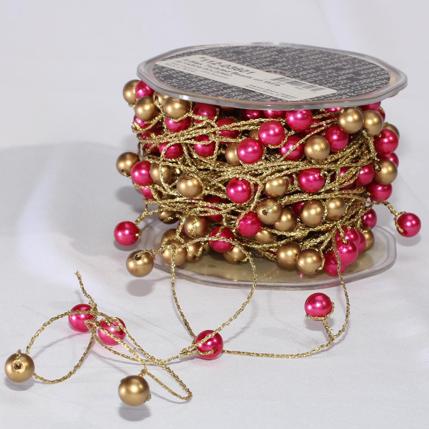 The Ribbon People Red and Gold Twisted Beads Wire Christmas Craft Ribbon 0.25" x 44 Yards