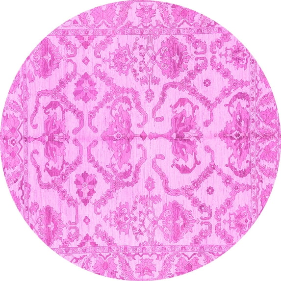 Ahgly Company Indoor Round Abstract Pink Modern Area Rugs, 4' Round