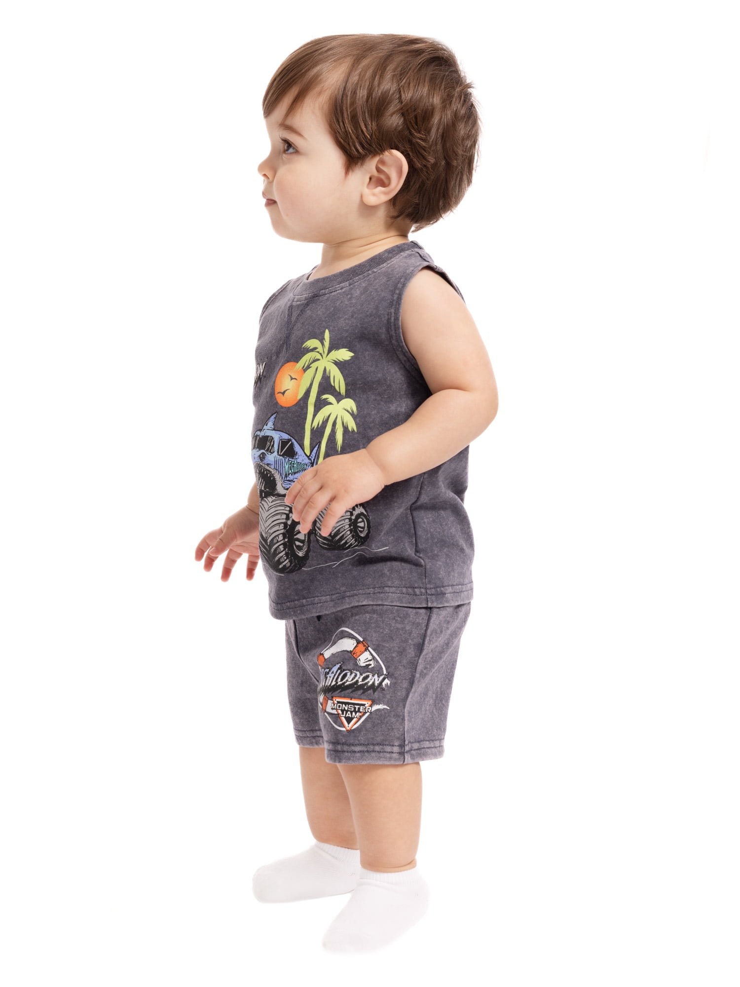 Monster Jam Baby Boys Sleeveless Graphic Tank Top and Shorts Set, 2-Piece, Sizes 0/3M-24M