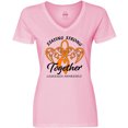 thumbnail image 3 of Inktastic Leukemia Awareness Staying Strong Together and Orange Ribbon Women's V-Neck T-Shirt, 3 of 5