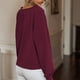 thumbnail image 4 of Prendas de Punto Mujer Cuello en V Linterna Manga Larga Suéter de Punto Suelto Camisa de Tejer Top para otoño Rojo L, 4 of 6