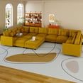 thumbnail image 3 of LLappuil Modular Sectional Sofa, Modular Sectional Sofa with Storage, 14 Seat Corduroy Oversized Sofa with 12 Back Cushion 12 Throw Pillow Yellow, 3 of 9