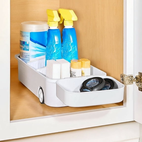 Kitchen Storage Caddy with Adjustable Dividers and Wheels