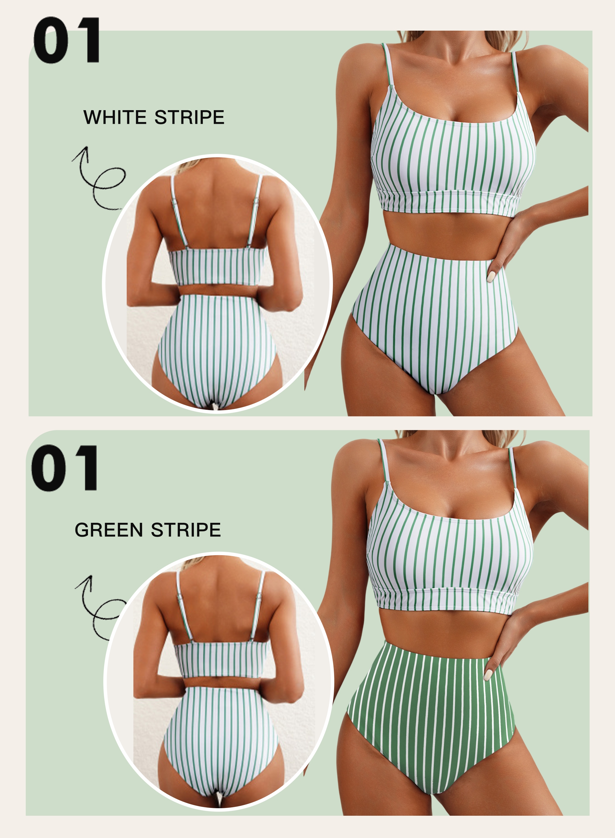 Eytino Women's High-Waisted Color-Block Bikini Set photo 3