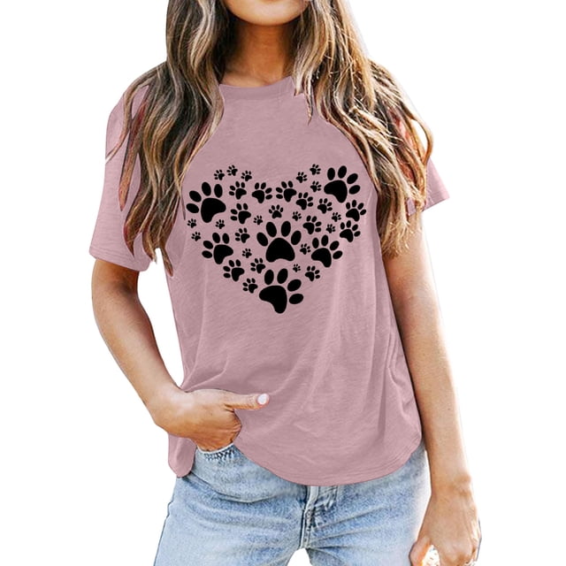 Gibobby Playera Manga Corta para Mujer Blusa Casual Camiseta corta estampada Mujer Blusa manga superior para mujer(Rosa,G)