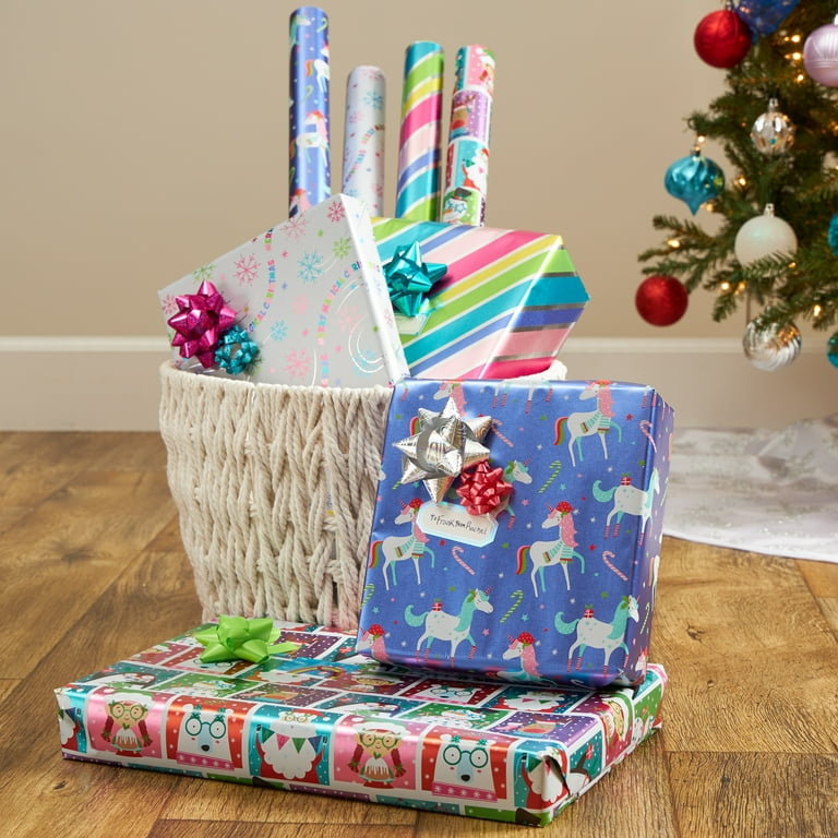 Whimsy Wonderland Multi-Pack Gift Wrap, Christmas, Metalized Paper, 4  Rolls, 30 Multi-Color, Holiday Time