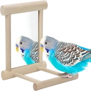 XIBUFE Bird Mirror with Perch Bird Toys for Parrots, Budgies, Parakeets, Cockatiels, Lovebirds, Finches, Canaries