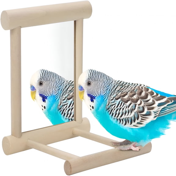 XIBUFE Bird Mirror with Perch Bird Toys for Parrots, Budgies, Parakeets, Cockatiels, Lovebirds, Finches, Canaries