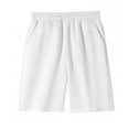 thumbnail image 2 of Crunowin Boy's Slim Sports Cotton Shorts, Solid Color Elastic Waist With Side Pockets Sporty Casual Shorts White 5-6Years, 2 of 6