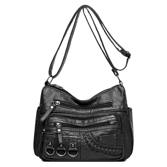 KXF Womens Leather Handbag Multi-Pocket Crossbody Bag Waterproof Hobo Shoulder Bag with Adjustable Shoulder Strap