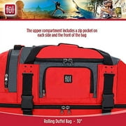 Rig 30 Inch Rolling Duffel Bag, Travel Luggage with Wheels, Red/Grey
