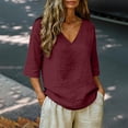thumbnail image 2 of Cotton Linen Tops For Women，Cotton Gauze Tops For Women Womens Cotton Shirts Peasant Tops For Women Cotton Linen Shirts For Women Linen Tops For Women Womens Linen Tunic Tops Summer Shirts, 2 of 7