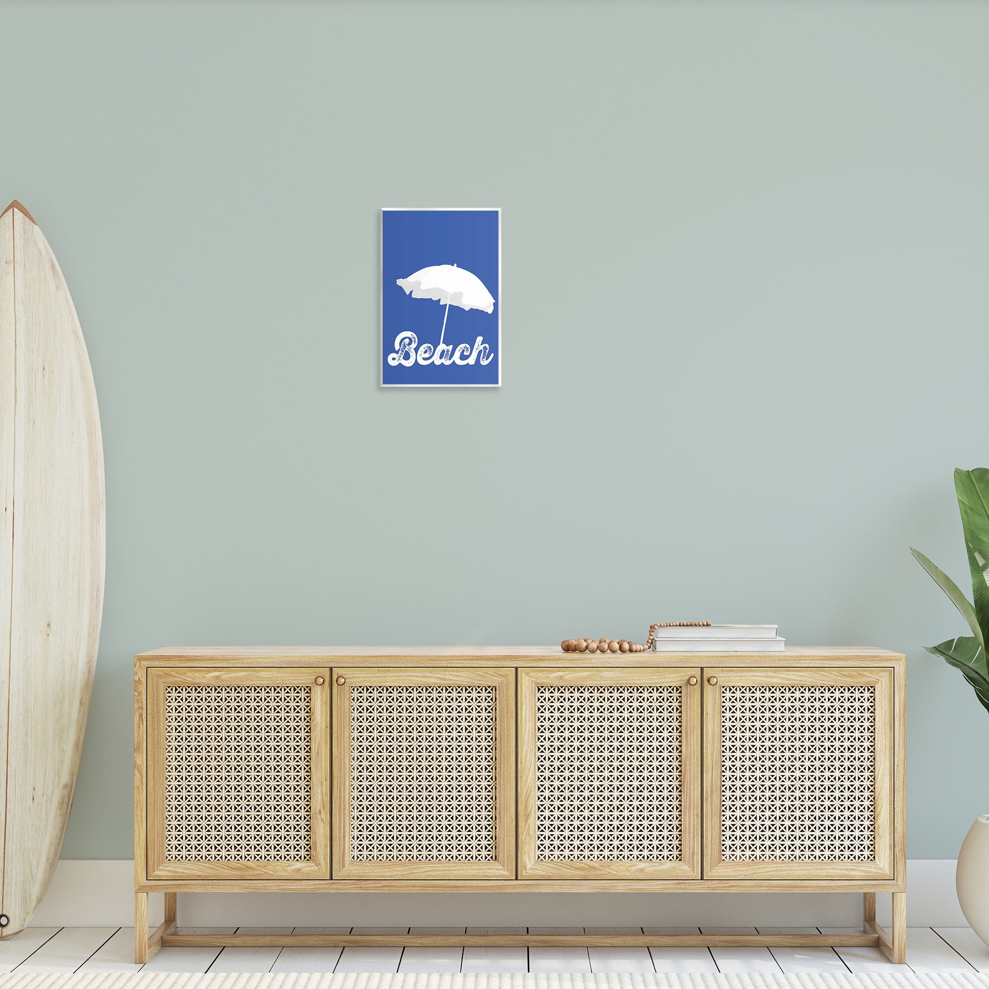 Stupell Industries Vintage Beach Umbrella Nature Painting Unframed Art Print Wall Art, 13 x 19