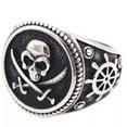thumbnail image 6 of K-KED Gothic Mens Stainless Steel Gold Biker Pirate Skull Ring Size 6-15-13-Silver, 6 of 6