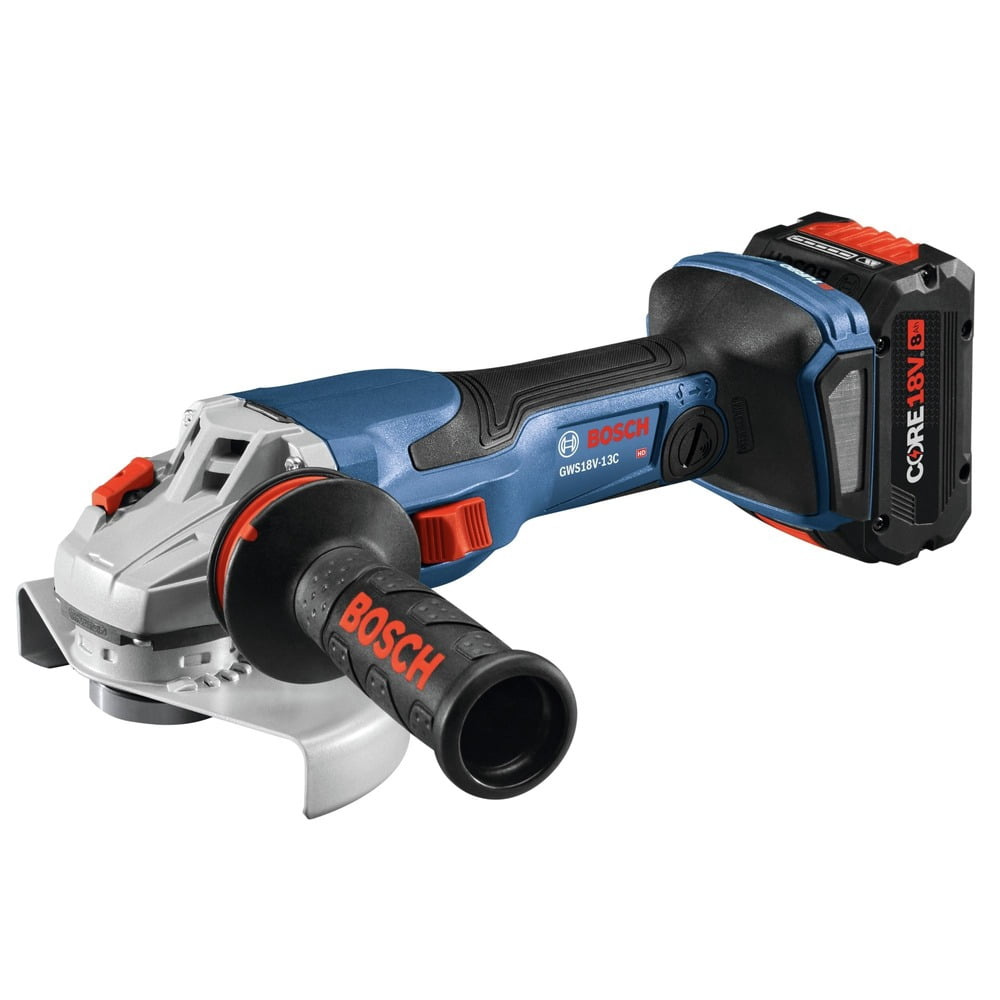 Restored Premium Bosch GWS18V-13CB14-RT 18V PROFACTOR Brushless Connected-Ready Lithium-Ion 5 in. - 6 in. Cordless Angle Grinder Kit with Slide Switch (8 Ah) (Refurbished)