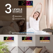 16.5 Large Digital Wall Mount Clock: RGB Lights with 11 Scenes Mode Remote Control, Dual Alarms with Big LED Display, Auto DST, Temperature for Classroom Gaming - House Warming Gifts, Khaki