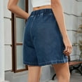 thumbnail image 5 of Fashion Olyvenn Women's Denim Shorts, Elastic Wasit Mid Rise Loose Fit with 2 Front Pockets, Stretchy Jeans Short Pants Dark Blue XL, 5 of 5