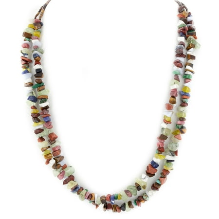 - 370 Retail Tag 2 Strand Authentic Made by Charlene Little Navajo .925 Sterling Silver Natural Jade and Multicolor Stones Native American Necklace