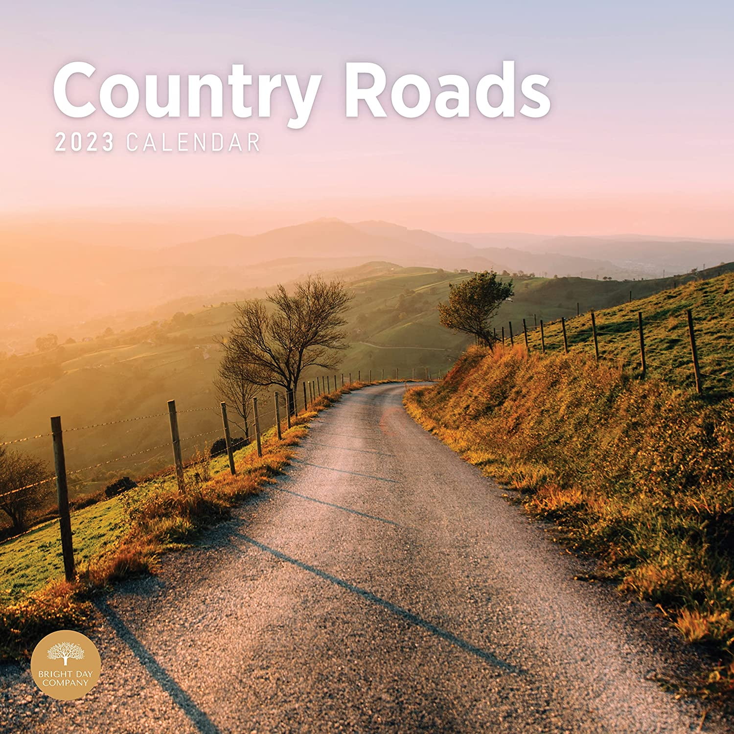 2023 Country Roads Monthly Wall Calendar by Bright Day, 12 x 12 Inch, Nature Roadtrip Season Pathways Trees