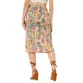 thumbnail image 3 of Allegra K Women's Floral Chiffon High Waist Midi Pencil Skirt L Green, 3 of 5
