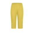 thumbnail image 4 of DDAPJ pyju Rhinestone Leggings for Women 2025 Summer Dressy Casual Cropped Pants Buttery Soft Knee Length Pants Sales Today Clearance Yellow XXL, 4 of 6