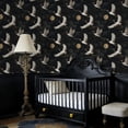 thumbnail image 2 of Floral Peel and Stick Wallpaper Cranes Crescent Moon Gold Teal Japanese Inspired Wall Mural 17.7in x 9.8ft Self Adhesive Removable Wall Paper Renter Friendly Wallpaper for Bedroom Nursery Kids, 2 of 8