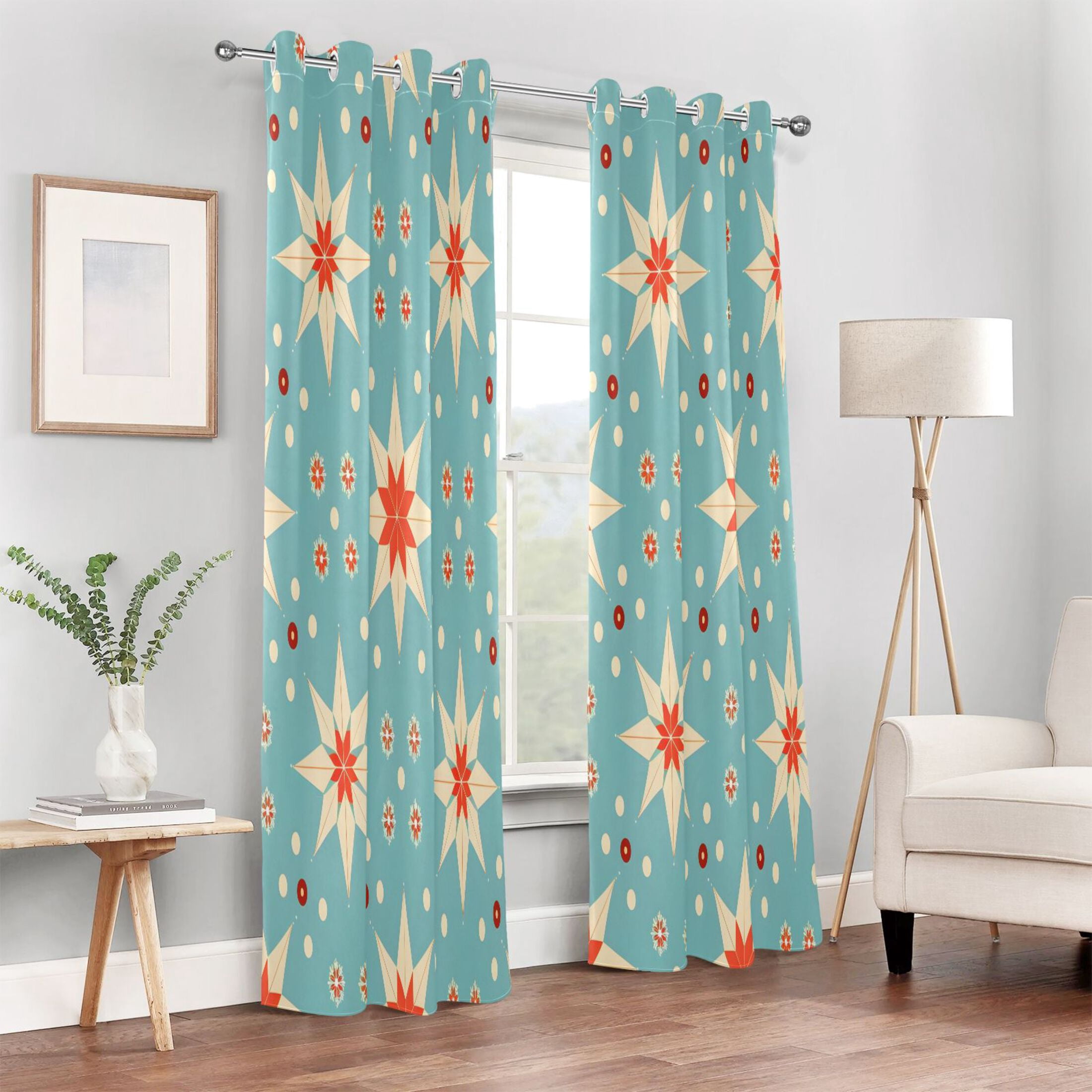 Retro Abstract Floral Blackout Curtains 84"x52" Thermal Insulated Curtain 1 Panel
