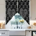 thumbnail image 5 of Swag Curtains Valances for Windows, Gray Black Valentine's Day Short Kitchen Window Curtains Over Sink, Vintage Love Geometric Pattern Cafe Curtains Panel Set Of 2,Rod Pocket, 36 Inches Length, 5 of 8