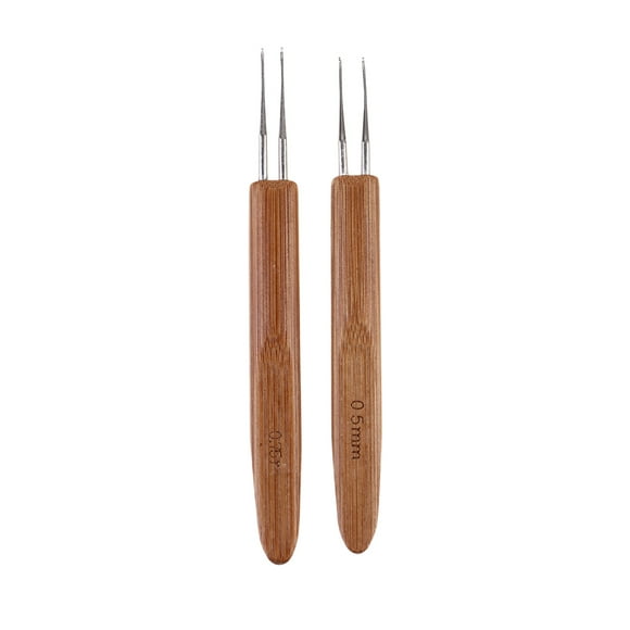 KAKOWELY bamboo knitting needles 2pcs Bamboo Crochet Hook Dreadlocks Crochet Hooks Dreadlocks Knitting Needles Crochet Knitting Tools (Style 2)5.31"X0.59"X0.2"