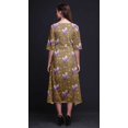 thumbnail image 4 of Bimba Cotton Brown Leaves & Magnolia Floral Printed Ladies Asymmetrical Pocket ShiftÂ&nbsp;DressÂ&nbsp;Short Sleeve V Neck MidiÂ&nbsp;Dress-XXX-Large, 4 of 5