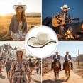 thumbnail image 4 of Hzzsbu Cow Hat for Women, Felt Western Hats With Macrame Beaded Band Jazz Top Hat Wide Brim Sun Hat Beach Vintage Retro Western Cow Hats for Wedding Party, 4 of 7