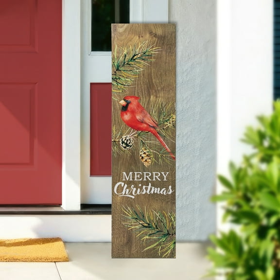 Northlight Cardinal Merry Christmas Wooden Porch Sign - 38"