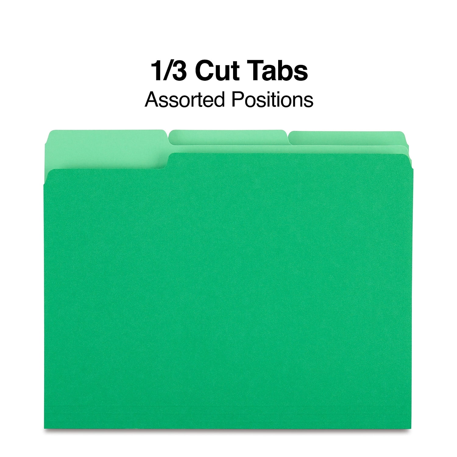 MyOfficeInnovations Colored Top-Tab File Folders 3 Tab Green Letter Size 100/Pack 224543
