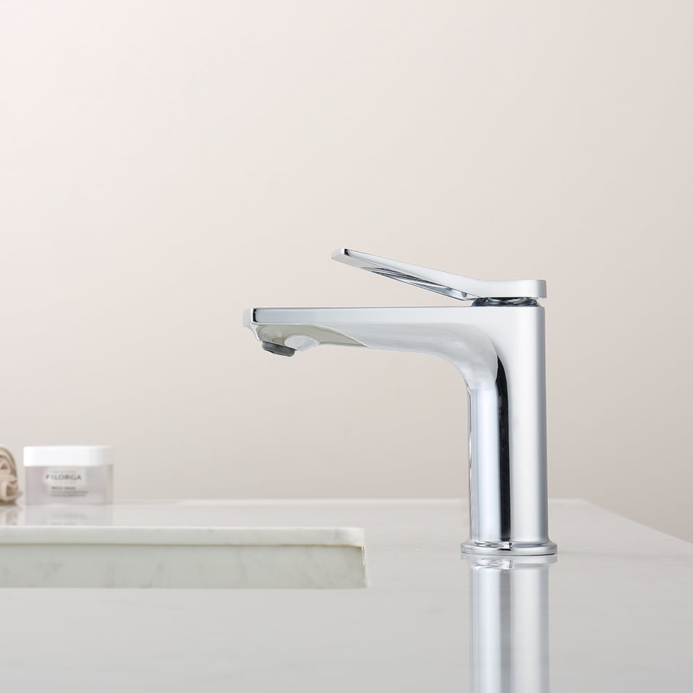 Chrome Single Hole Bathroom Faucet,Laundry Vanity Sink Faucet with Two 3/8" Hoses
