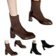 thumbnail image 2 of NECHOLOGY Botas Mujer Adulto Femenino Zapatos Botines mujer Botines de mujer Moda Simple Color sólido Tejido elástico Cómodo Tacón grueso Tacón cuadrado (Brown, 7), 2 of 7