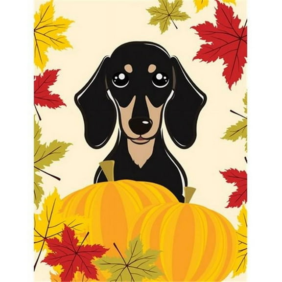 Carolines Treasures BB2021GF Smooth Black and Tan Dachshund Thanksgiving Flag Garden