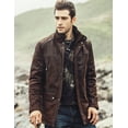 thumbnail image 4 of FLAVOR Men's Leather Jacket Vintage Standing Collar Brown Winter Coat (X-Large, Dark Brown), 4 of 6
